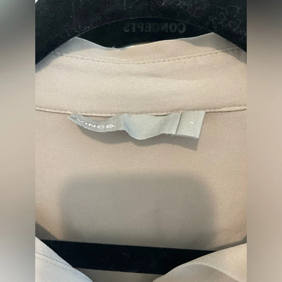 Vince. Cream long sleeve silk button up blouse - Picture 3 of 6